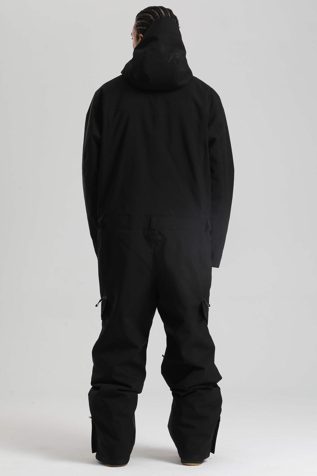 Men's Black Insulated Color-block Ski Suit Utility Baggy One-Piece Snowboard Suit - Gsou Snow