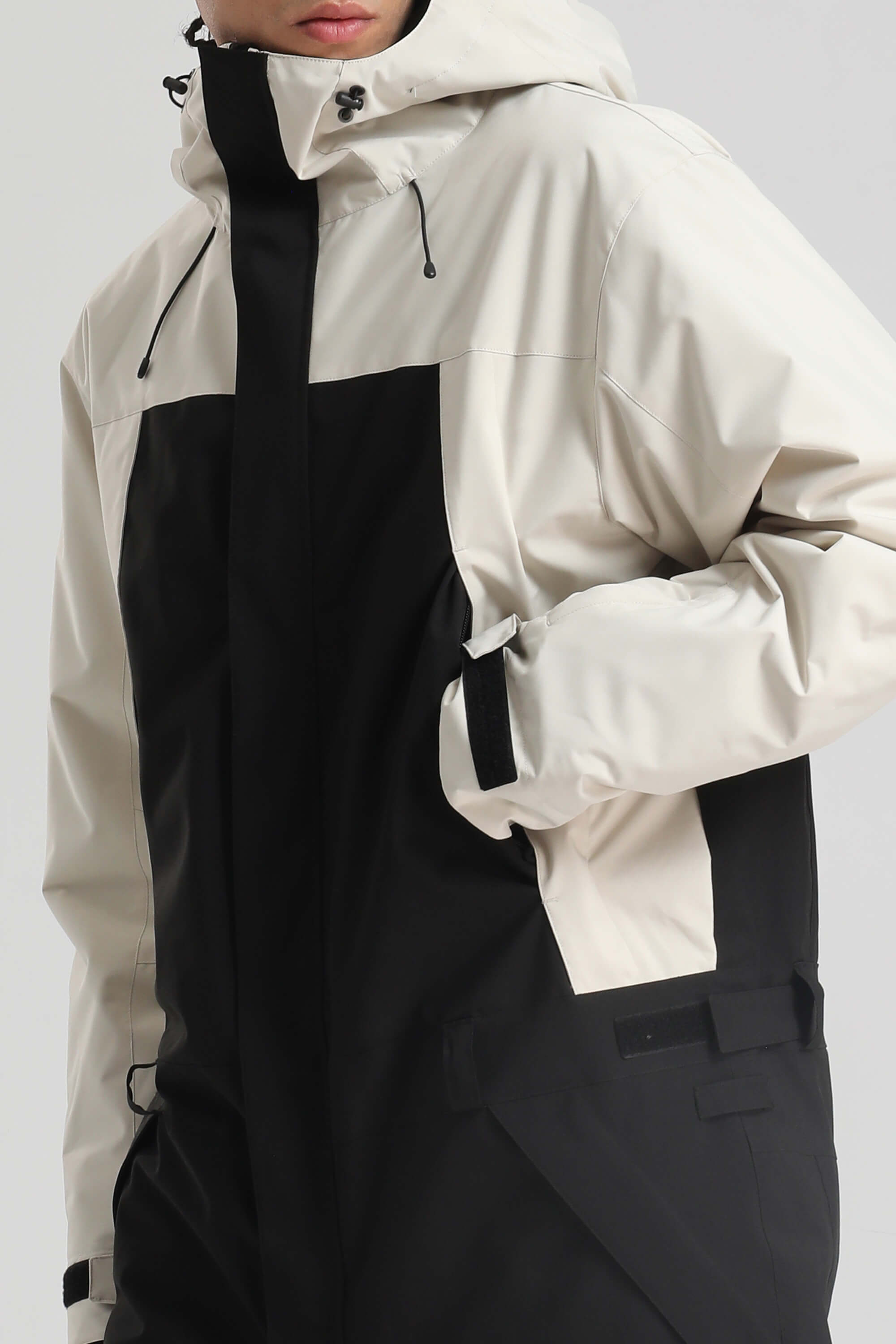 Men's White & Black Insulated Color-Block Utility Baggy One-Piece Ski Suit Snowboard Suit Secondary image