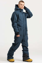 Men's Off White Stylish Waterproof & Windproof Loose-Fit One-Piece Ski Suit With Detachable Hood & Multipockets Snowboard Suit - Gsou Snow
