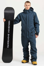 Men's Army Green Stylish Waterproof & Windproof Loose-Fit One-Piece Ski Suit With Detachable Hood & Multipockets Snowboard Suit - Gsou Snow