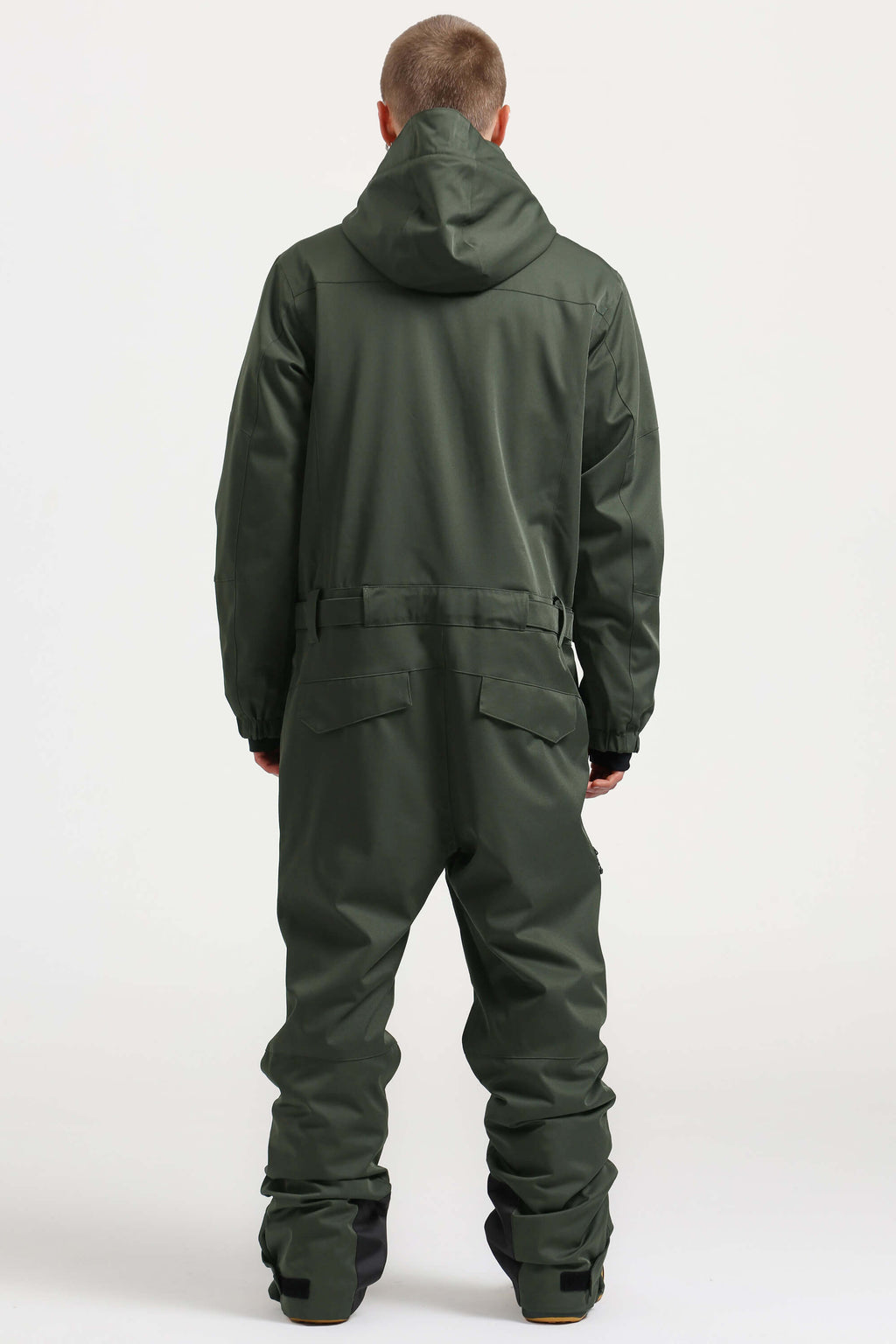 Men's Army Green Stylish Waterproof & Windproof Loose-Fit One-Piece Ski Suit With Detachable Hood & Multipockets Snowboard Suit - Gsou Snow