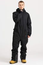 Men's Off White Loose-Fit Waterproof & Windproof Detachable Hood One-Piece Ski Suit Snowboard Suit