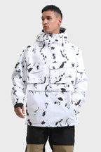 Men's Brown Asymmetric Kangaroo Pocket Ski Anorak Waterproof Insulated Snow Anoraks
