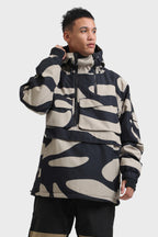 Men's Klein Blue Asymmetrical Kangaroo Pocket Snow Anoraks Waterproof Insulated Ski Anoraks - Gsou Snow
