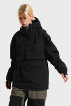 Women's White Asymmetric Kangaroo Pocket Ski Anorak Waterproof Insulated Snow Anoraks