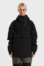 Women's Brown Asymmetric Kangaroo Pocket Ski Anorak Waterproof Insulated Snow Anoraks