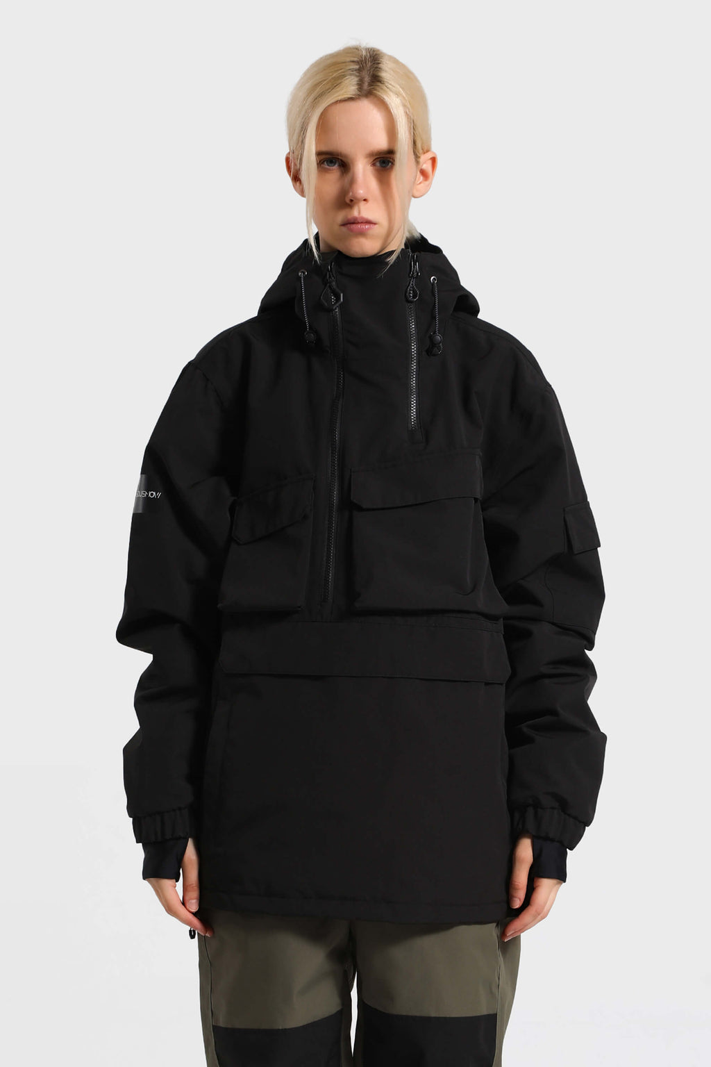 Women's Pink Asymmetrical Kangaroo Pocket Snow Anoraks Waterproof Insulated Ski Anoraks - Gsou Snow