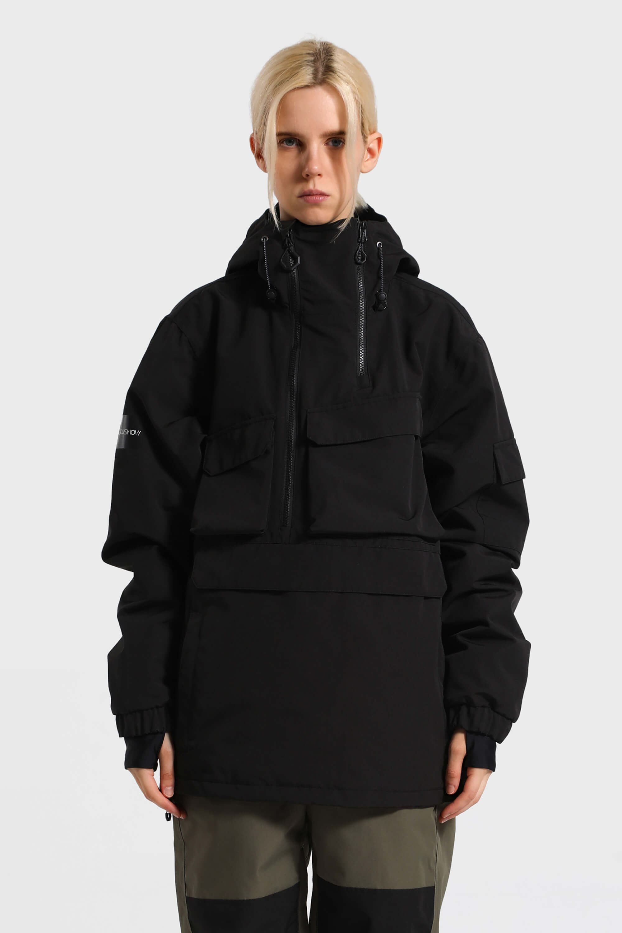 Women's Pink Asymmetric Kangaroo Pocket Ski Anorak Waterproof Insulated Snow Anoraks