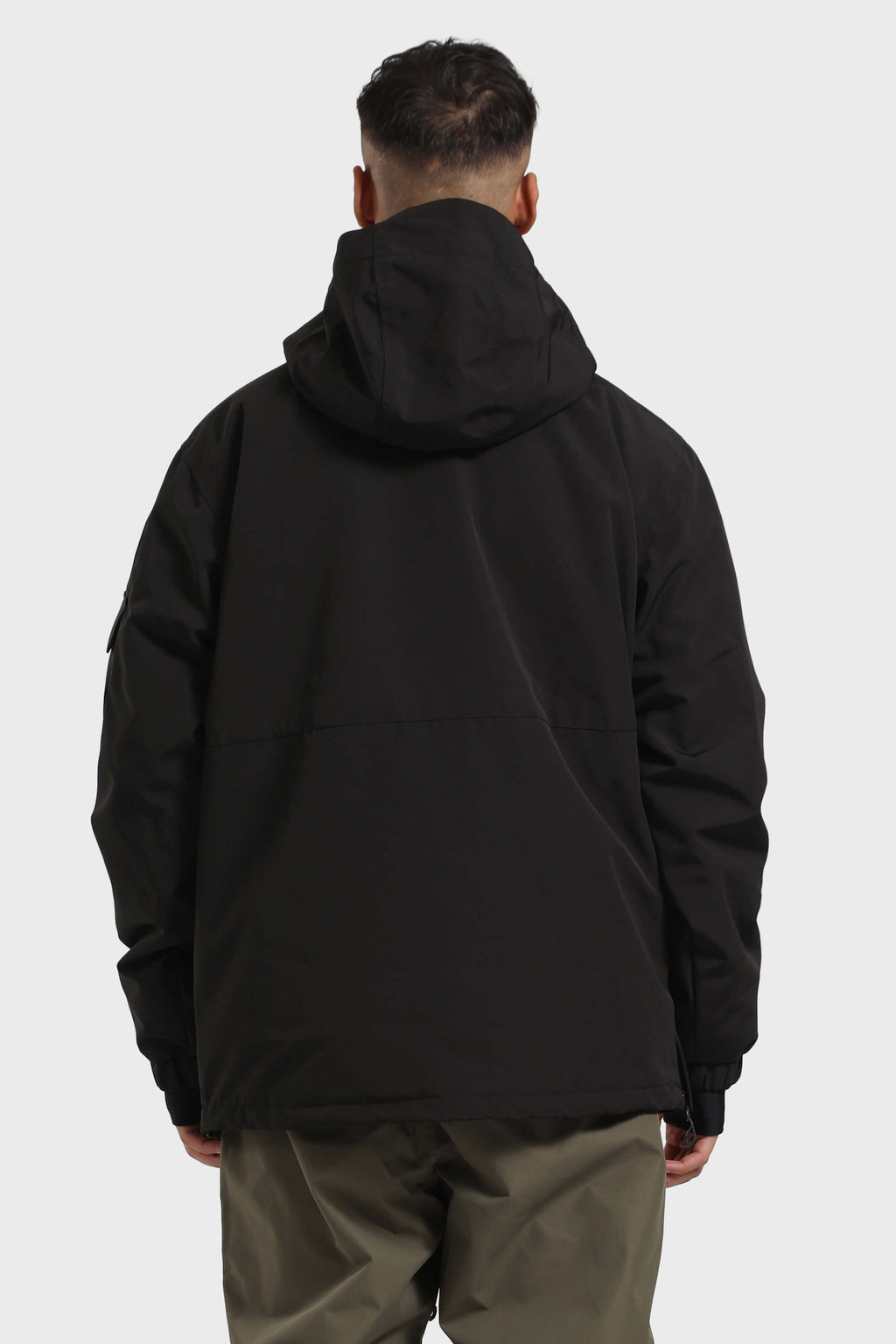 Men's Black Asymmetric Kangaroo Pocket Ski Anorak Waterproof Insulated Snow Anoraks