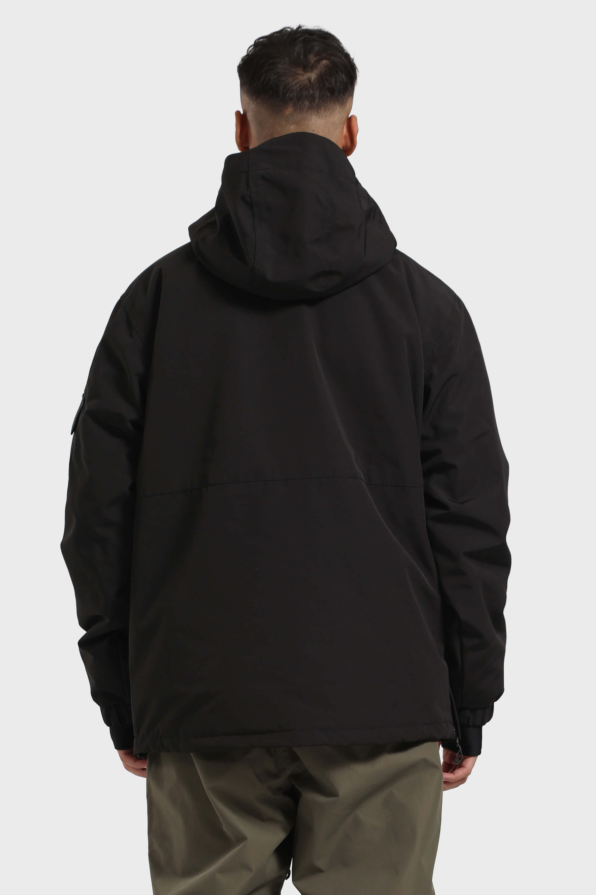 Men's Brown Asymmetric Kangaroo Pocket Ski Anorak Waterproof Insulated Snow Anoraks