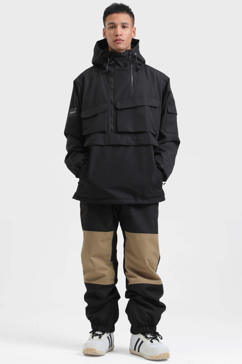Men's Navy Blue Asymmetric Kangaroo Pocket Ski Anorak Waterproof Insulated Snow Anoraks