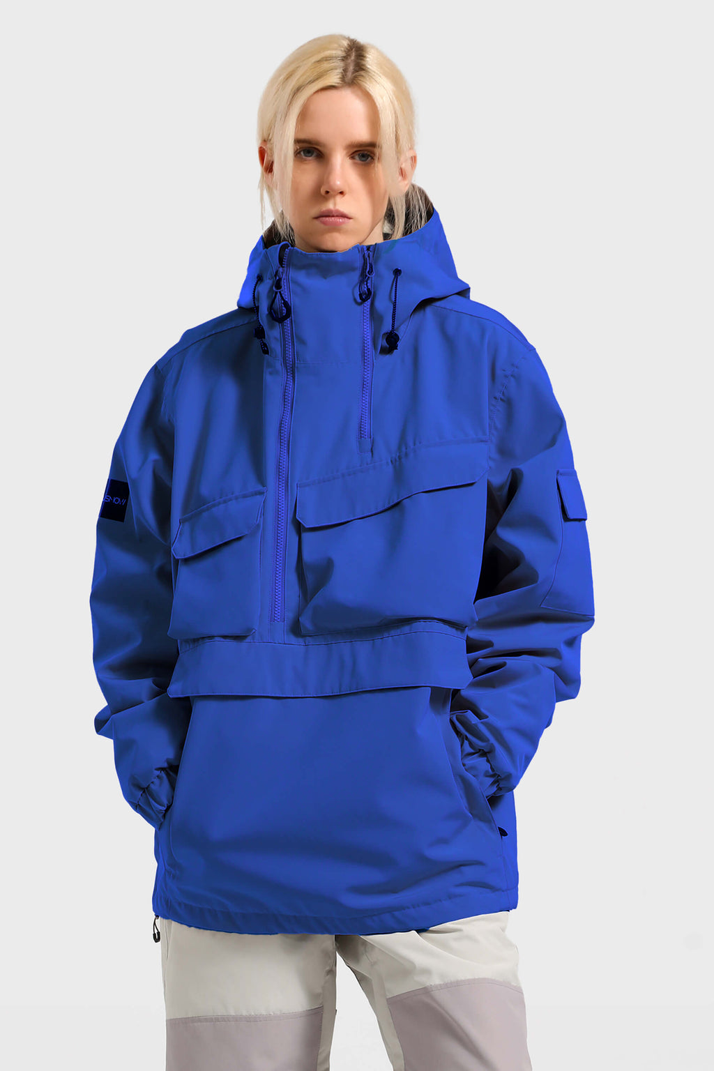 Women's Pink Asymmetrical Kangaroo Pocket Snow Anoraks Waterproof Insulated Ski Anoraks - Gsou Snow