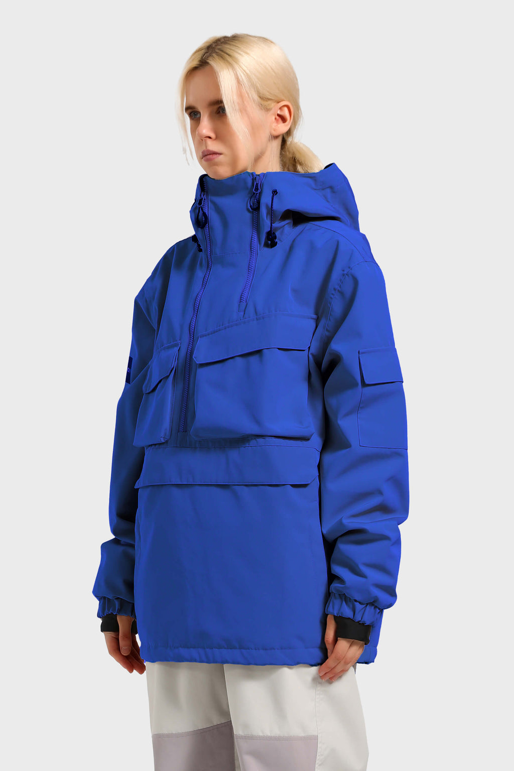 Women's Pink Asymmetric Kangaroo Pocket Ski Anorak Waterproof Insulated Snow Anoraks