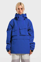 Women's Brown Asymmetric Kangaroo Pocket Ski Anorak Waterproof Insulated Snow Anoraks