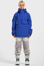 Women's Pink Asymmetric Kangaroo Pocket Ski Anorak Waterproof Insulated Snow Anoraks