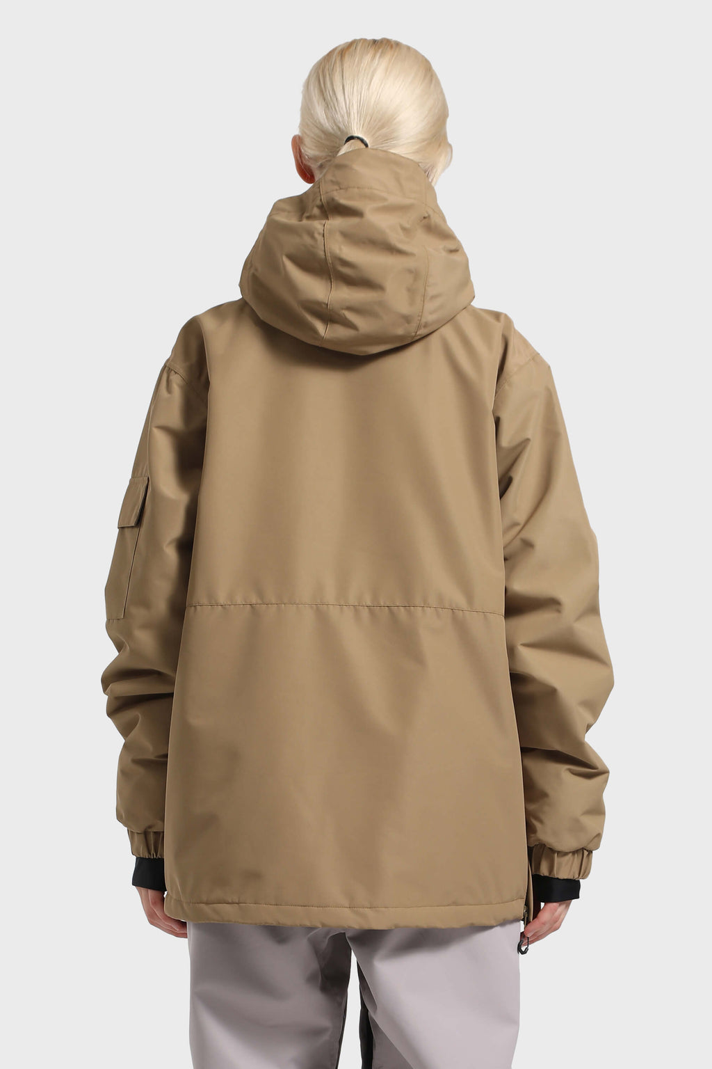 Women's Black Asymmetric Kangaroo Pocket Ski Anorak Waterproof Insulated Snow Anoraks