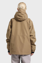 Women's Brown Asymmetrical Kangaroo Pocket Snow Anoraks Waterproof Insulated Ski Anoraks - Gsou Snow