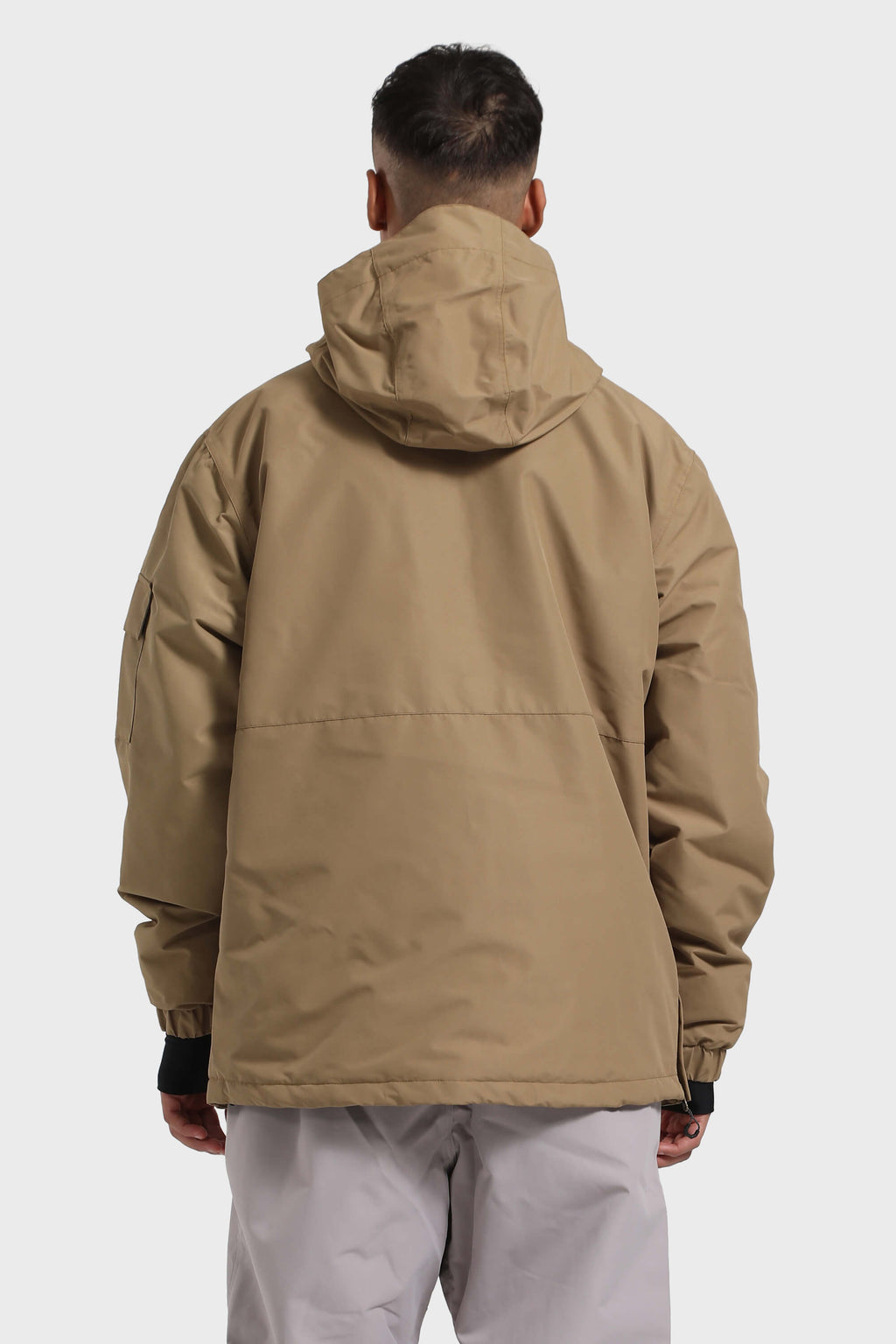 Men's Black Camo Asymmetric Kangaroo Pocket Ski Anorak Waterproof Insulated Snow Anoraks