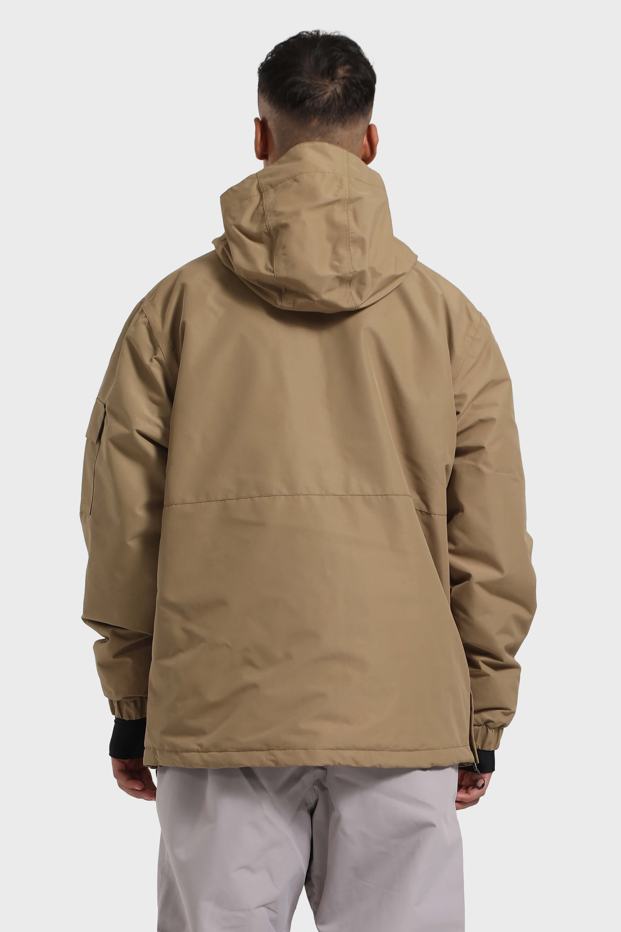Men's Pink Asymmetric Kangaroo Pocket Ski Anorak Waterproof Insulated Snow Anoraks