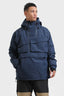 Men's Navy Blue Asymmetrical Kangaroo Pocket Snow Anoraks Waterproof Insulated Ski Anoraks - Gsou Snow
