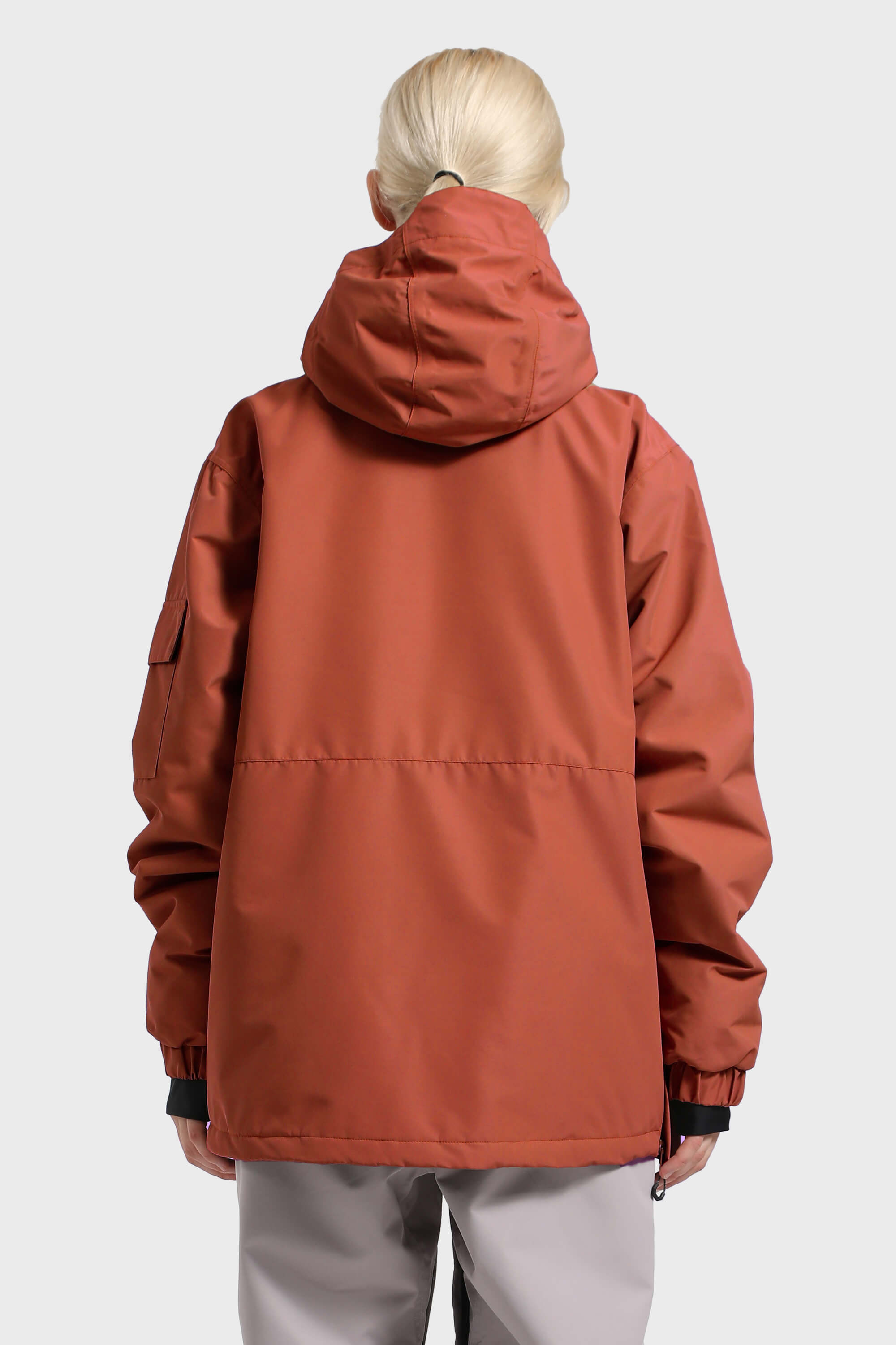 Women's White Asymmetric Kangaroo Pocket Ski Anorak Waterproof Insulated Snow Anoraks