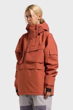 Women's Pink Asymmetrical Kangaroo Pocket Snow Anoraks Waterproof Insulated Ski Anoraks - Gsou Snow