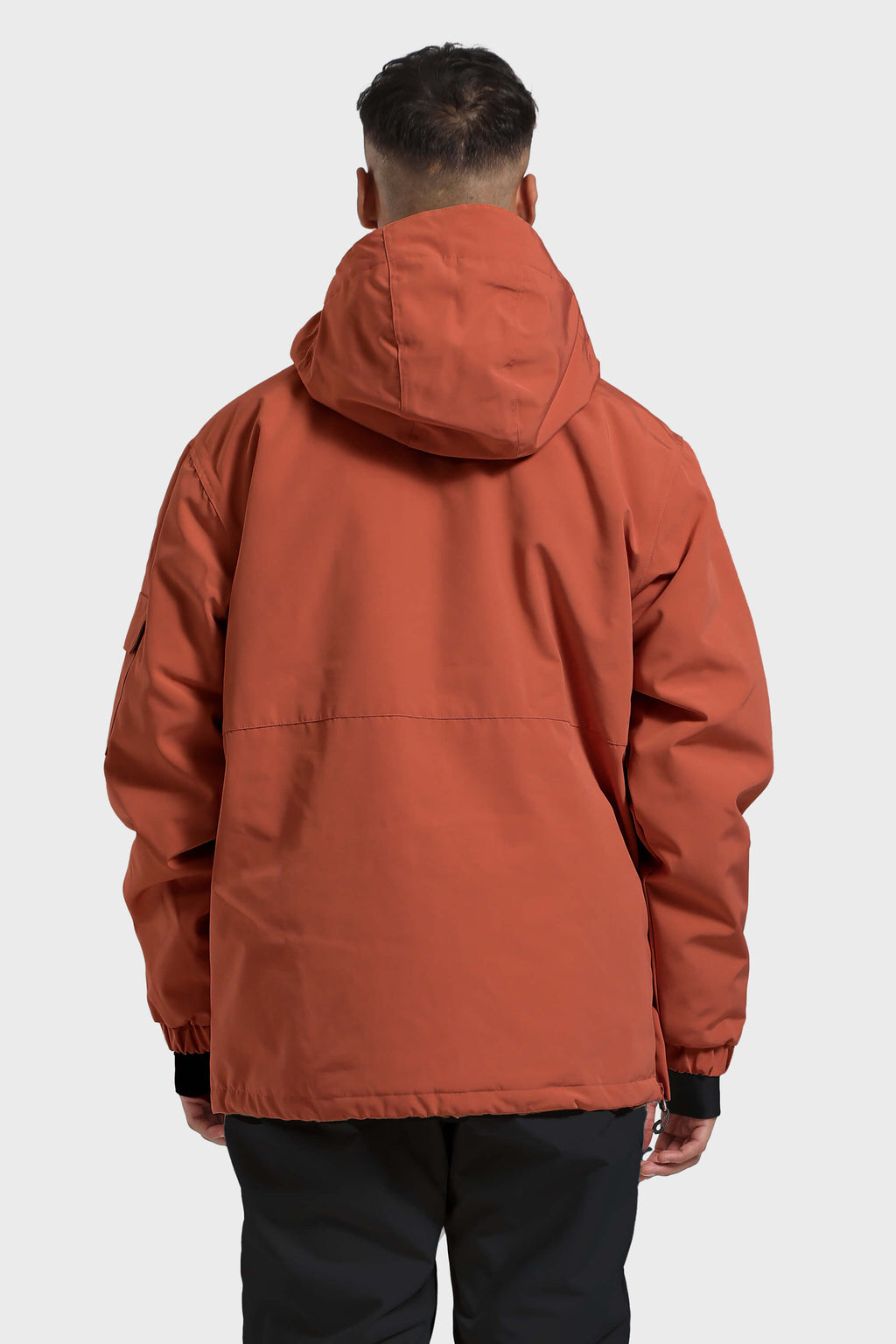 Men's Black Asymmetric Kangaroo Pocket Ski Anorak Waterproof Insulated Snow Anoraks