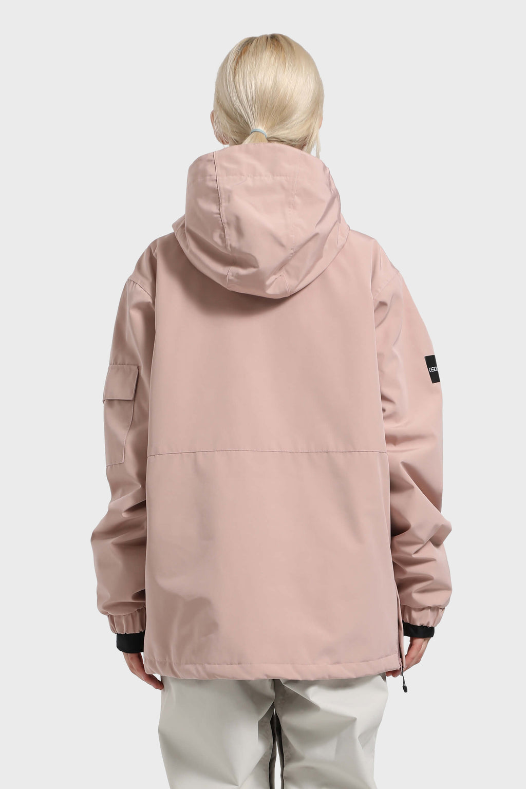 Women's Black Asymmetric Kangaroo Pocket Ski Anorak Waterproof Insulated Snow Anoraks