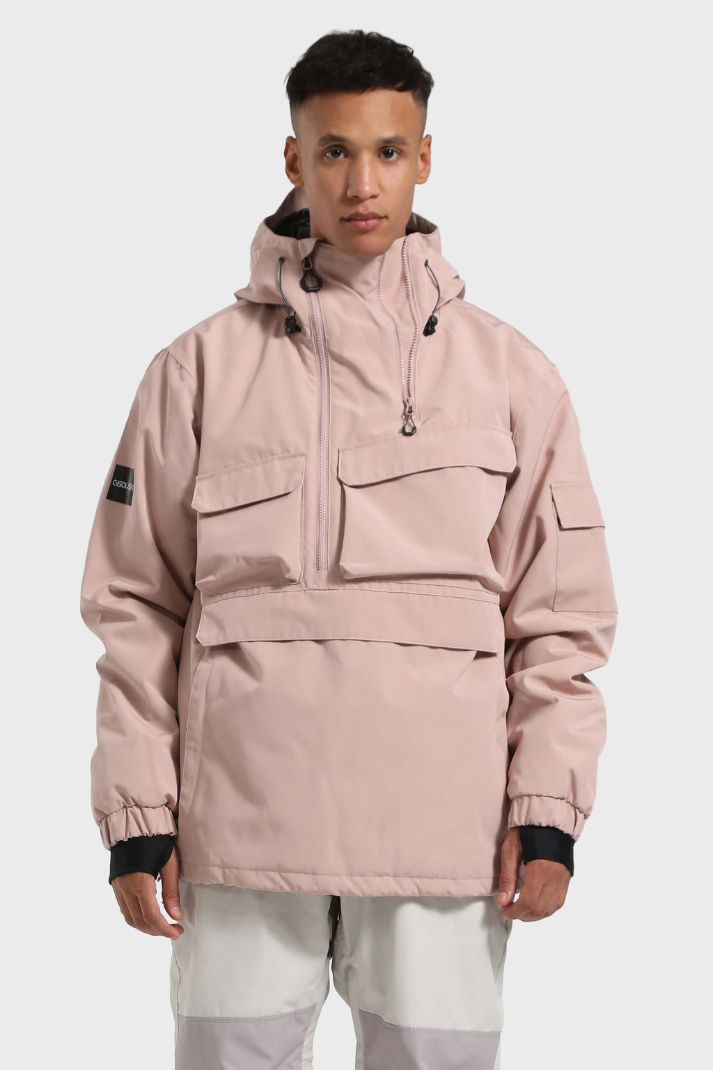 Men's Navy Blue Asymmetric Kangaroo Pocket Ski Anorak Waterproof Insulated Snow Anoraks