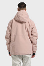 Men's Black Camo Asymmetric Kangaroo Pocket Ski Anorak Waterproof Insulated Snow Anoraks