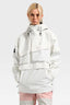 Women's White Asymmetrical Kangaroo Pocket Snow Anoraks Waterproof Insulated Ski Anoraks - Gsou Snow