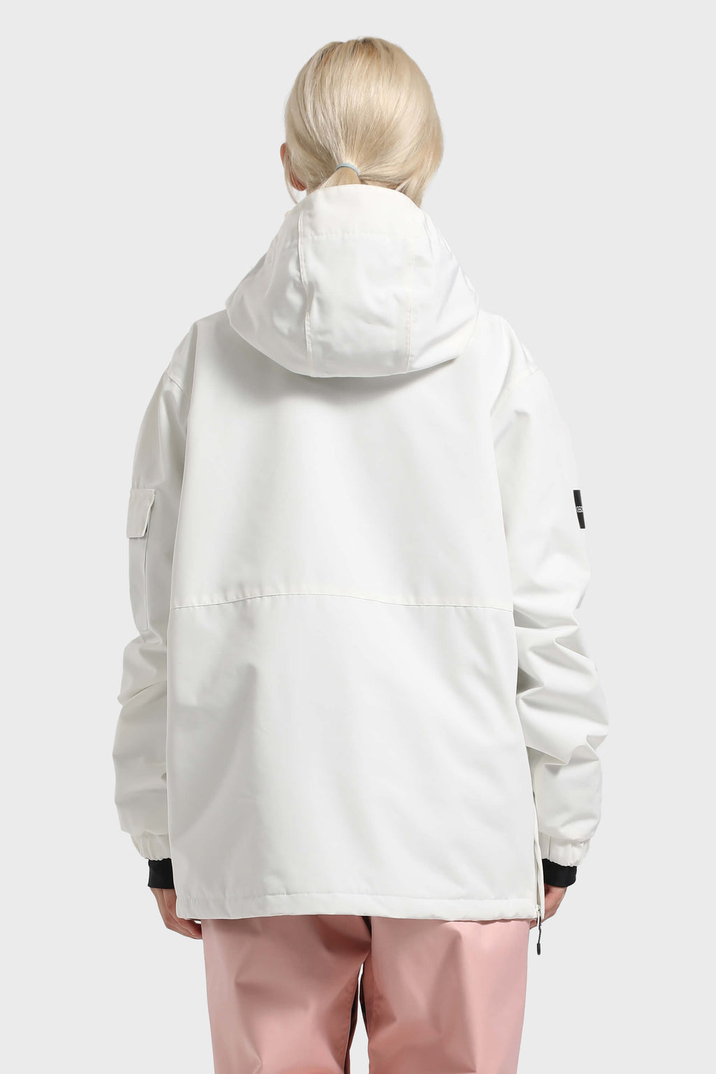 Women's White Asymmetric Kangaroo Pocket Ski Anorak Waterproof Insulated Snow Anoraks