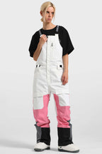 Women's Black & White Versatile Multi-Pocket Ski Bibs Snow Bibs