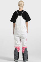 Women's Black Wavy Stripe Versatile Multi-Pocket Ski Bibs Snow Bibs