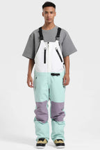 Men's Fuchsia & Capri Lightweight Breathable Waterproof Ski Bibs Snow Bibs