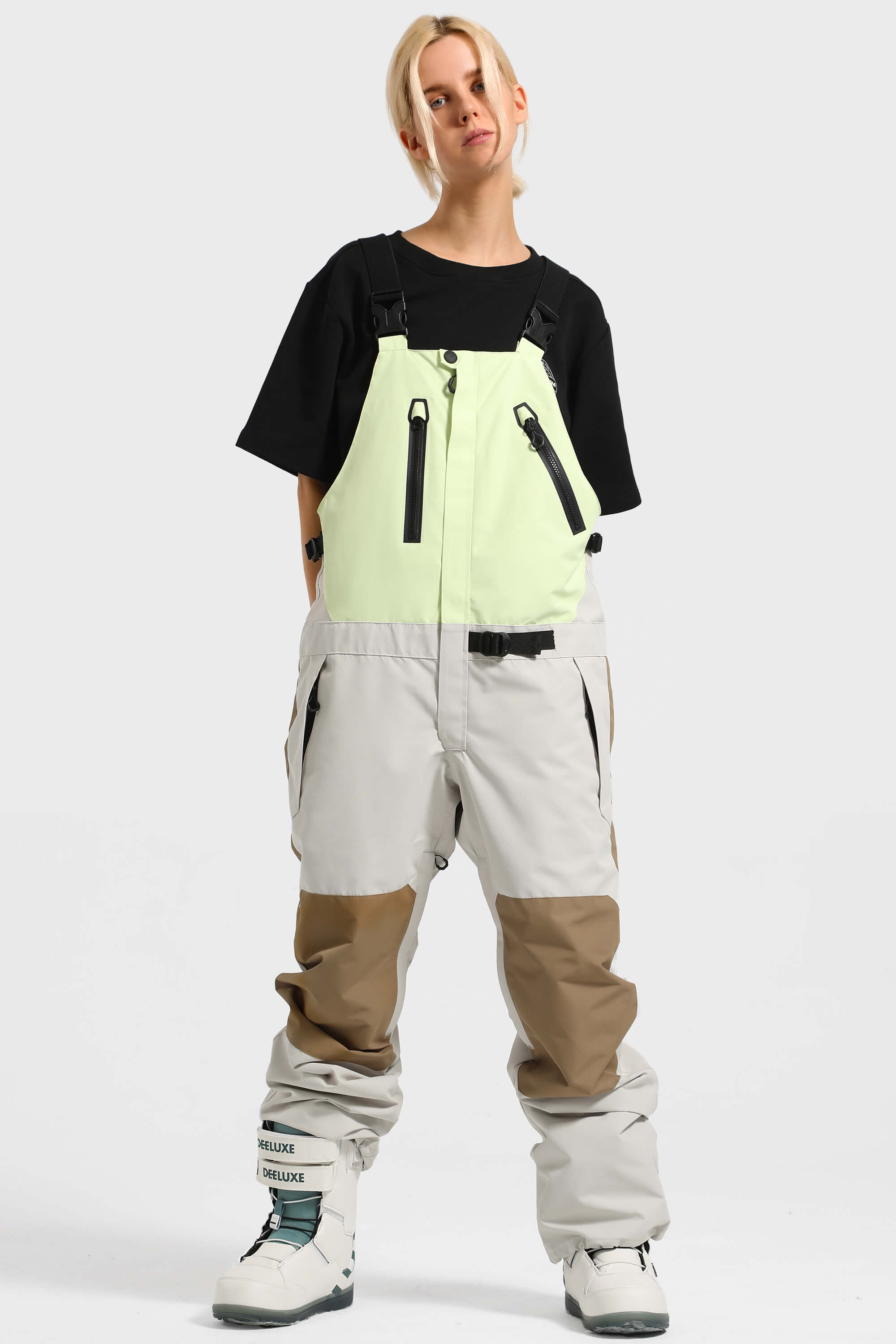 Women's Fuchsia & Capri Lightweight Waterproof Snow Bibs Ski Bibs - Gsou Snow
