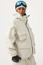 Women's Black Waterproof Corduroy Batwing Sleeve Large Pocket Snow Jacket - Gsou Snow