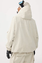 Women's Khaki Waterproof Corduroy Batwing Sleeve Large Pocket Snow Jacket - Gsou Snow