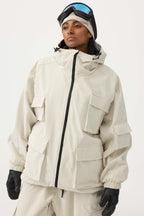 Women's Khaki Waterproof Corduroy Batwing Sleeve Large Pocket Snow Jacket - Gsou Snow