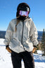 Women's Off White Waterproof Corduroy Batwing Sleeve Large Pocket Snow Jacket - Gsou Snow