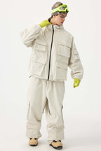 Men's Black Waterproof Corduroy Batwing Sleeve Large Pocket Snow Jacket - Gsou Snow