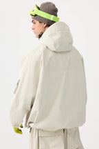 Men's Brick Red Waterproof Corduroy Batwing Sleeve Large Pocket Snow Jacket - Gsou Snow