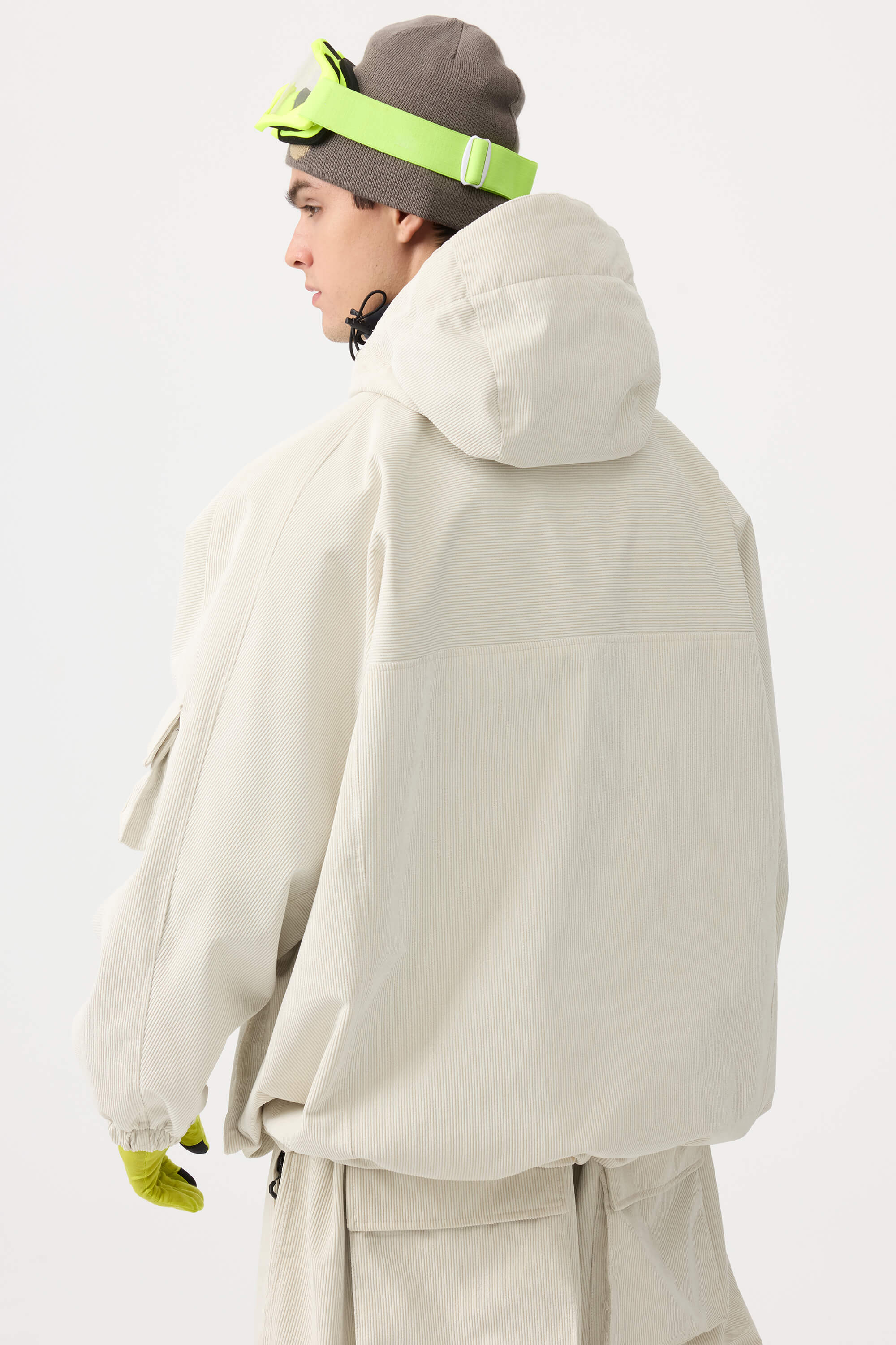 Men's Brick Red Waterproof Corduroy Batwing Sleeve Large Pocket Snow Jacket - Gsou Snow