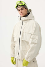 Men's Black Waterproof Corduroy Batwing Sleeve Large Pocket Snow Jacket - Gsou Snow