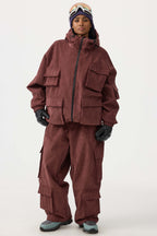 Women's Khaki Waterproof Corduroy Batwing Sleeve Large Pocket Snow Jacket - Gsou Snow
