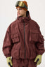 Men's Brick Red Waterproof Corduroy Batwing Sleeve Large Pocket Snow Jacket - Gsou Snow
