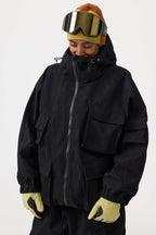Women's Brick Red Waterproof Corduroy Batwing Sleeve Large Pocket Snow Jacket - Gsou Snow