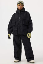 Women's Khaki Waterproof Corduroy Batwing Sleeve Large Pocket Snow Jacket - Gsou Snow