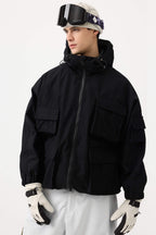 Men's Off White Waterproof Corduroy Batwing Sleeve Large Pocket Snow Jacket - Gsou Snow