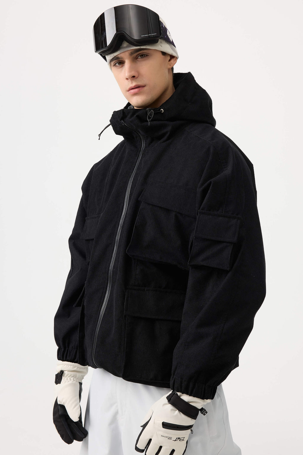 Men's Brick Red Waterproof Corduroy Batwing Sleeve Large Pocket Snow Jacket - Gsou Snow